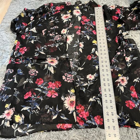 David and Young Sheer Floral Kimono Duster One Size Boho - Picture 7 of 9